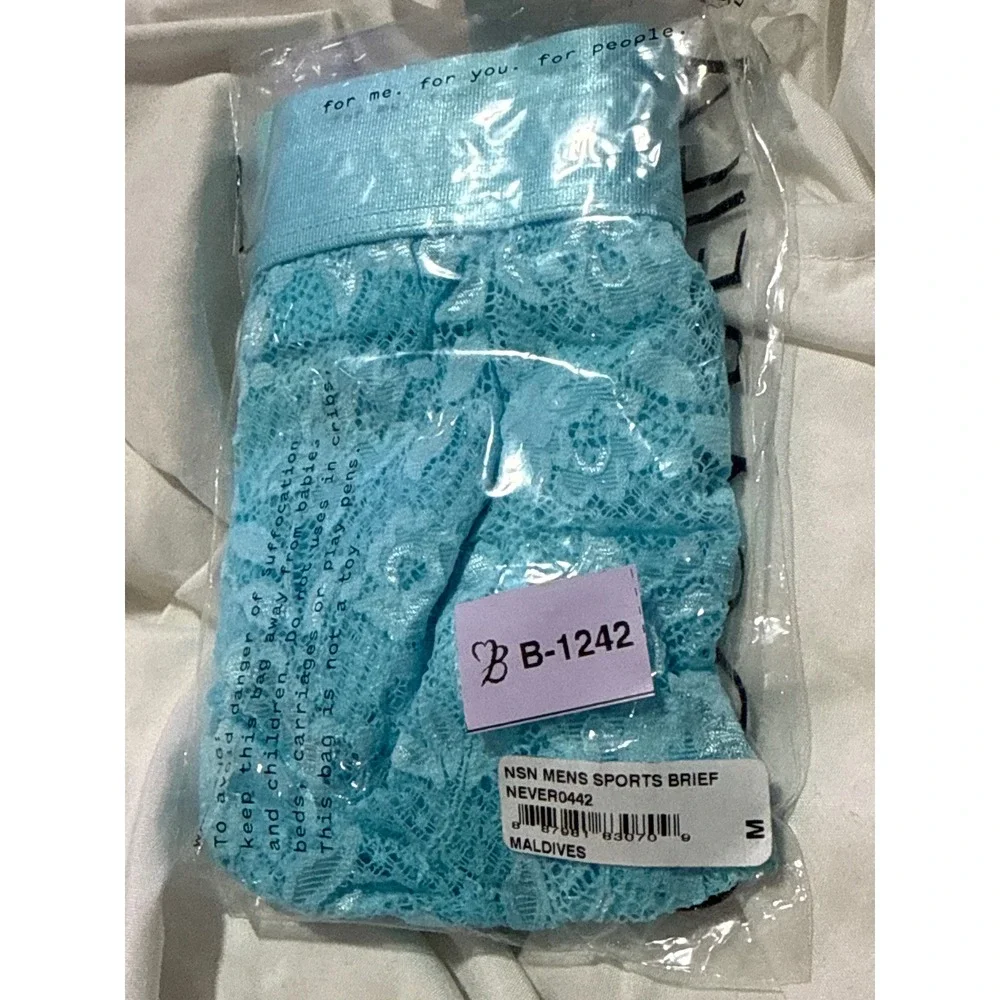 Cosabella Never Say Never Men's Sports Brief Maldives Blue Lace Size M NWT
